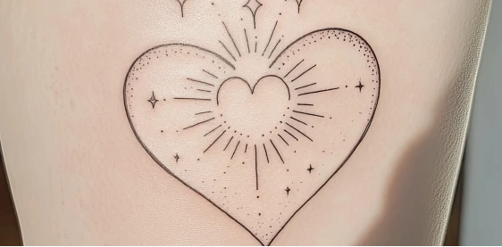 Fine-line heart tattoo on healed skin — Tattoo Aftercare card