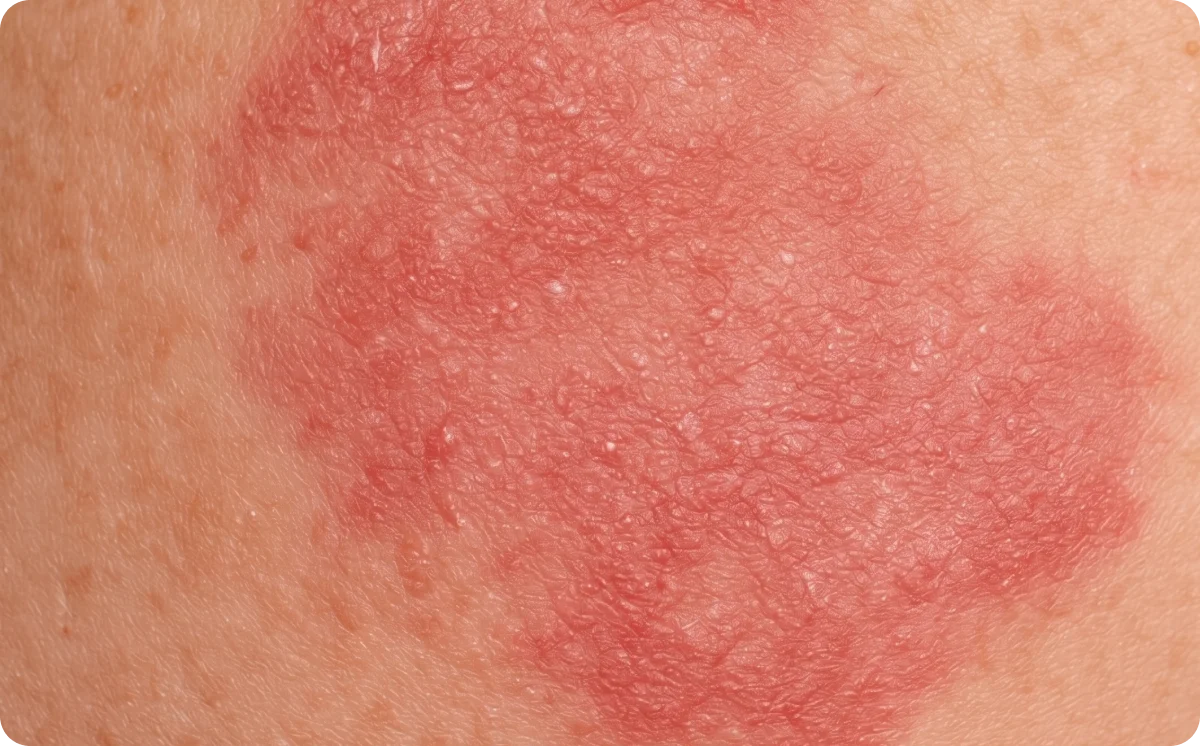 Hands applying Emu Joy oil to dermatitis-prone skin