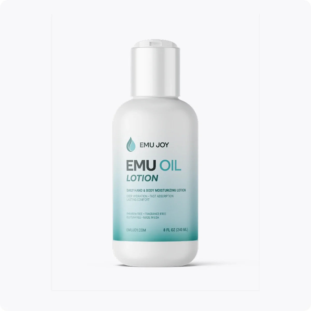 Emu Joy Emu Oil Lotion pump bottle, front view