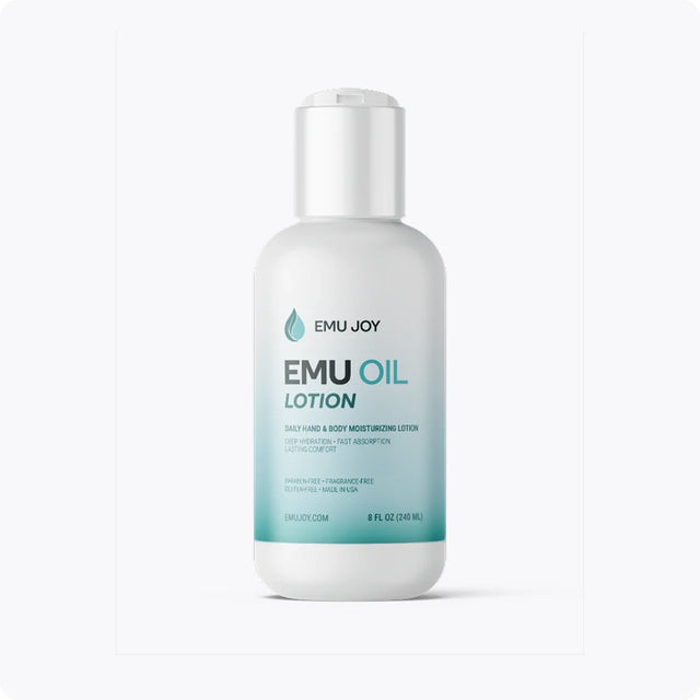 Emu Joy Emu Oil Lotion pump bottle, front view