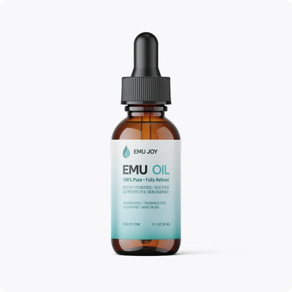 Emu Joy Pure Emu Oil dropper bottle, front view
