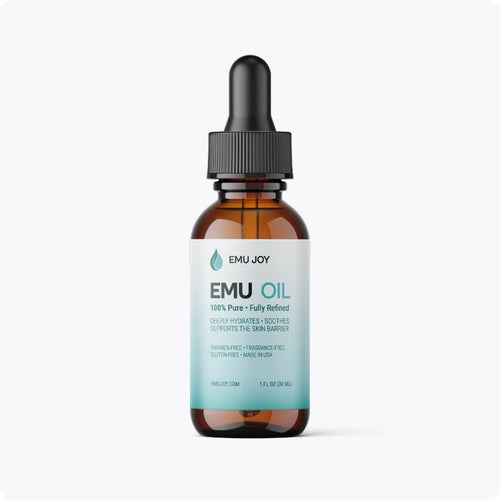 Emu Joy Pure Emu Oil dropper bottle, front view